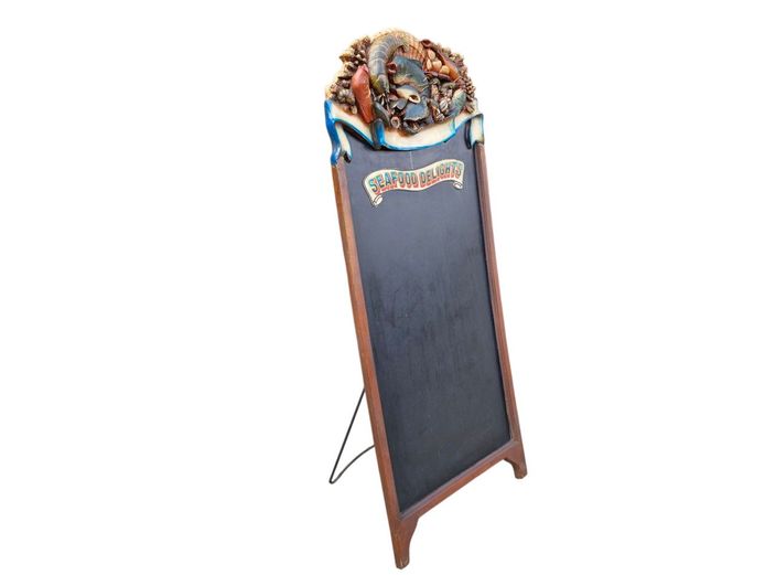 Vintage "Seafood Delight" Restaurant Menu Chalkboard Stand