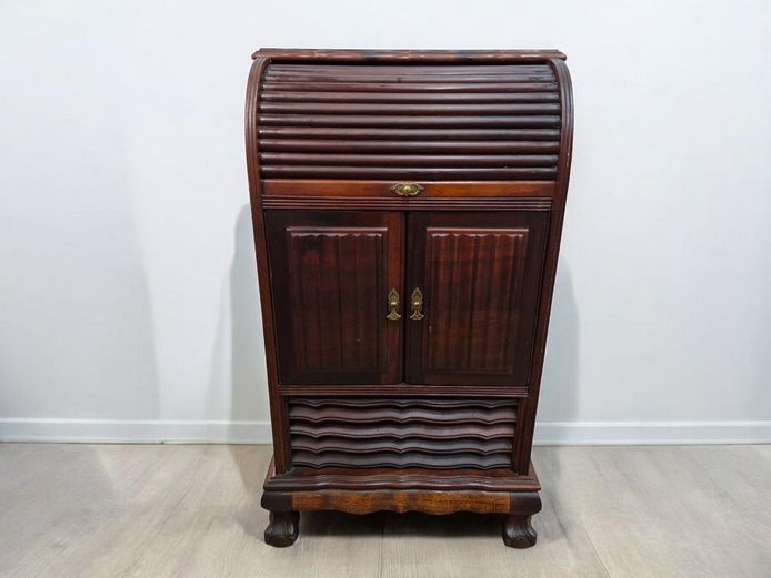 Vintage Ball & Claw Roll-Top Cabinet
