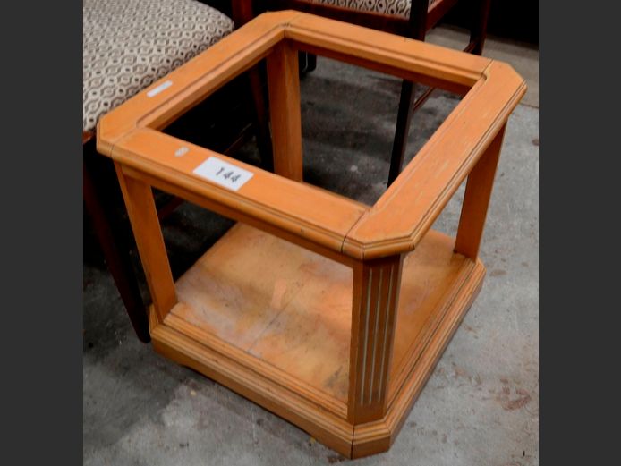 BEECHWOOD SIDE TABLE WITH BOTTOM SHELF, 49 x 49 x 46cm [Glass needed]