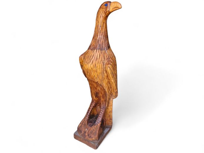Large Hand Carved Solid Wood Eagle Statue