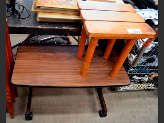 TV TROLLEY & A SIDE TABLE, 81 x 40 x 46cm & 35 x 33 x 41cm [Edging loose]  [26,27]