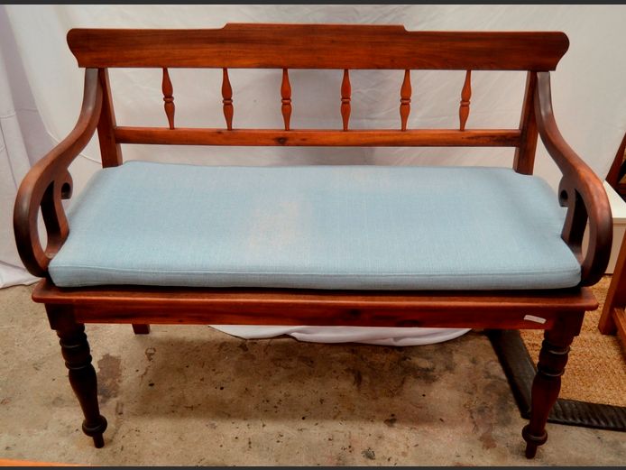 BLACKWOOD RATTAN SEAT BENCH WITH CUSHION, 114 x 53cm