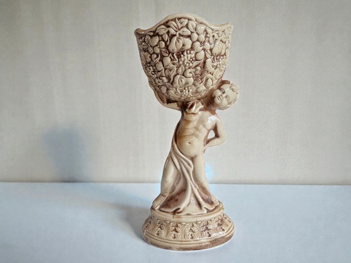 Vintage Faiarte Portuguese Ceramic Cherub Vase