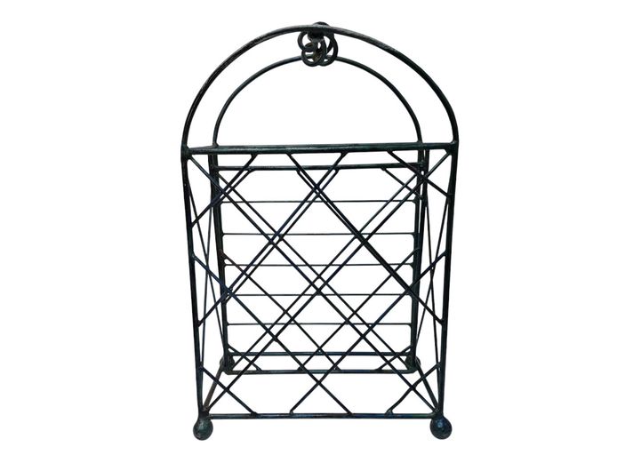 Vintage Wrought Iron Style Metal Magazine Rack / Newspaper Stand