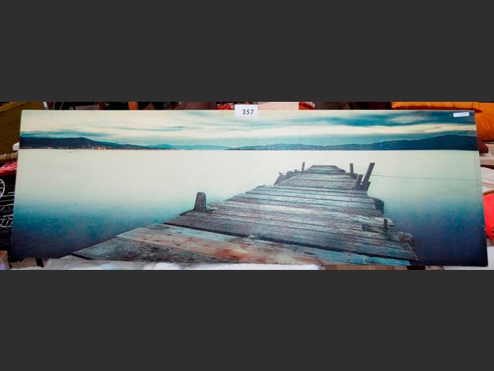 FRAMED PHOTOGRAPHIC PRINT ON CANVAS "JETTY", 140 x 45cm