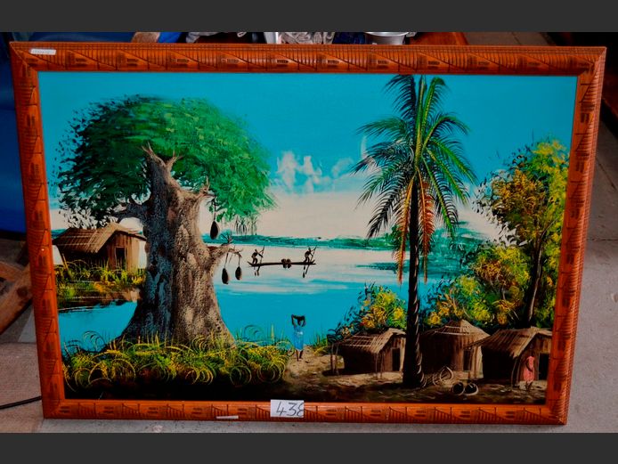FRAMED OIL ON BOARD "BAOBAB TREE", 102 x 69cm