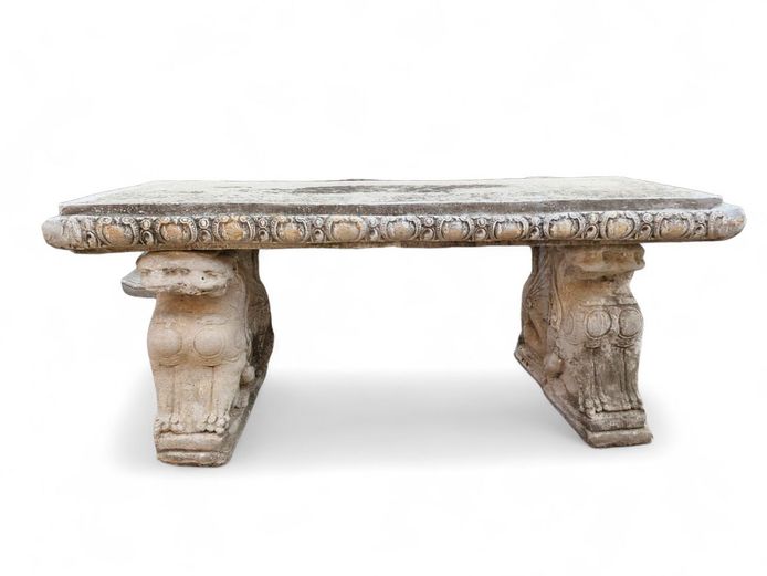 Neoclassical Style Cement Garden Bench