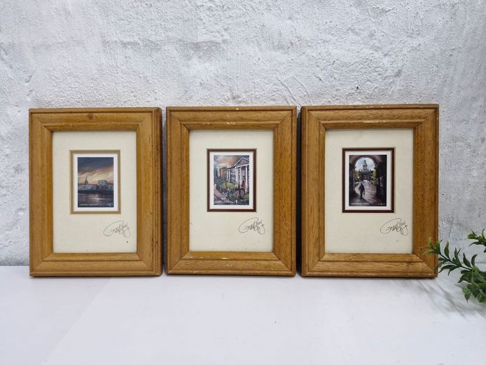 Set of 3 Philip Gray Pencil-Signed Architectural Framed Art Prints