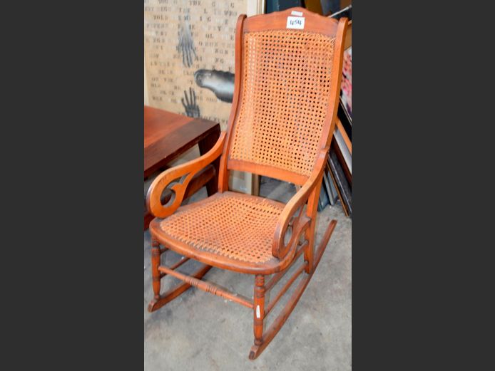 VINTAGE OAK & RATTAN ROCKING CHAIR [Rattan needs some TLC]