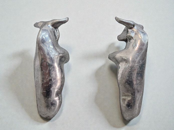 Mid-Century Modern StyleCast Aluminum Bull Figural Wall Hooks