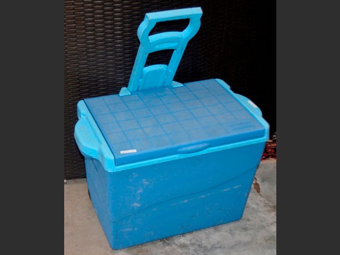 BLUE COOLER BOX, 62 x 40 x 42cm