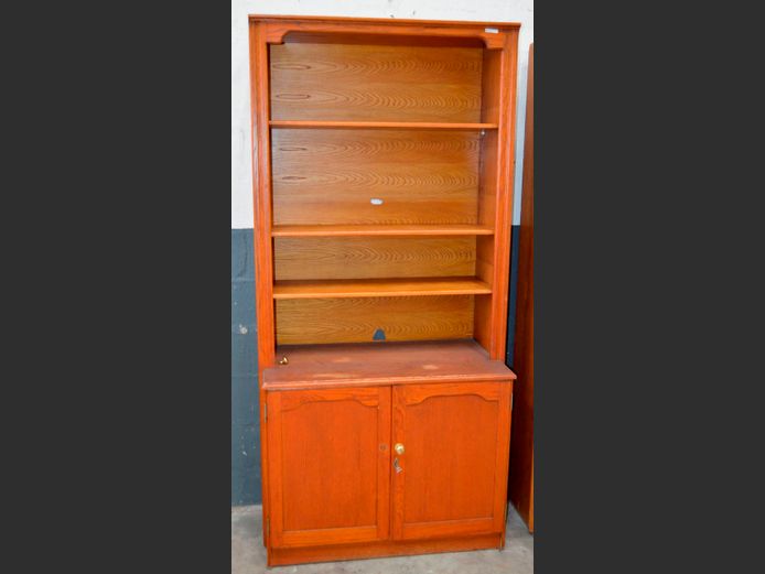 OAK 2-DOOR, 3-TIER WALL UNIT, 94 x 49 x 196cm