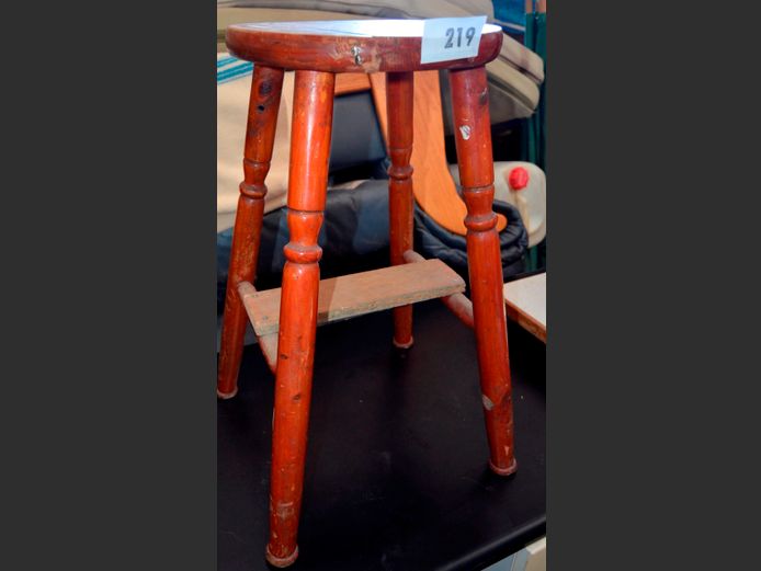 PINE KITCHEN STOOL, 31cm Diameter x 64cm High