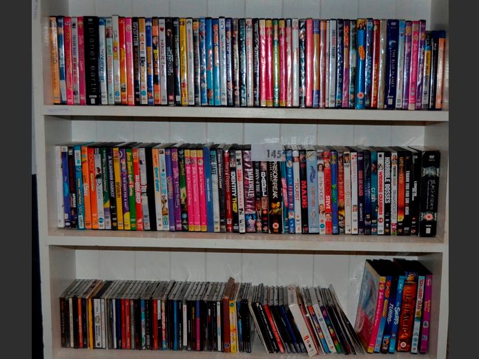 LOT ON 3 SHELVES: DVD's & CD's