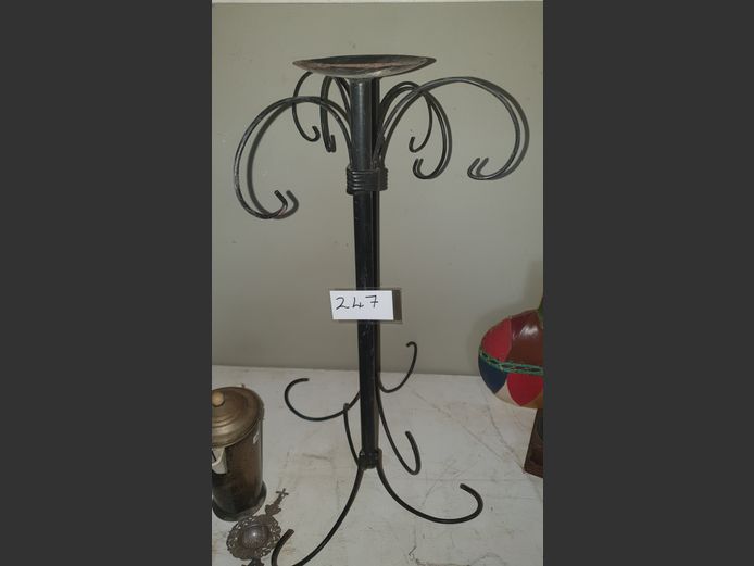 PAIR BLACK WROUGHT IRON CANDLE STANDS