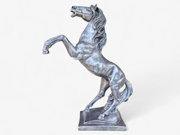 Silver Horse Resin Statue