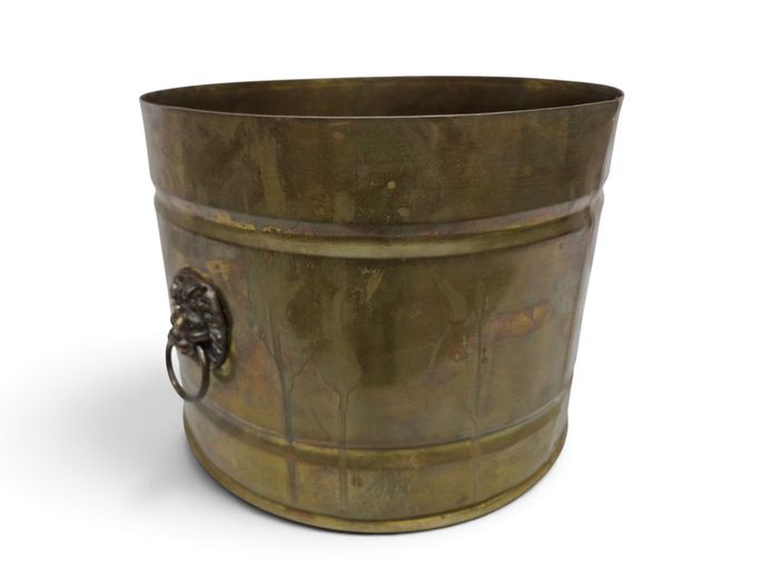 Vintage Solid Brass Lion-Head Planter