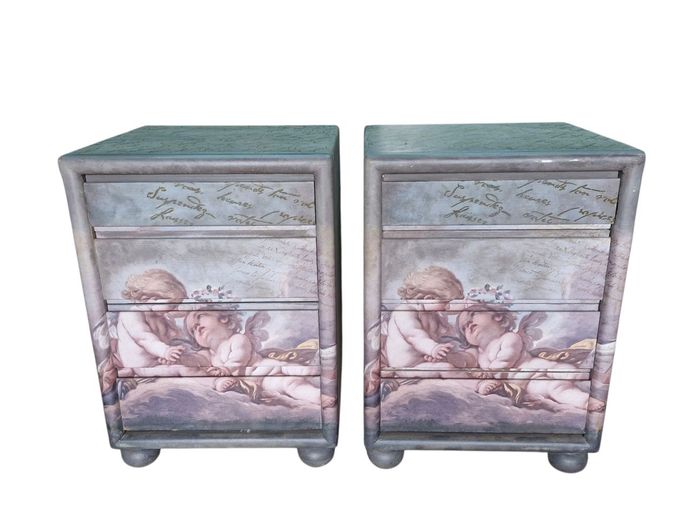 Pair of Vintage Style Cherubs Decorative Pedestals