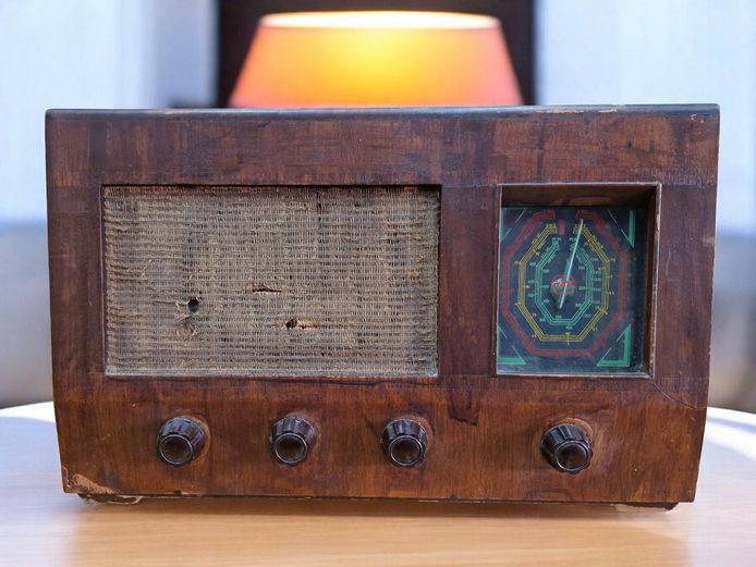 1940's KEC Wooden Valve Radio (Switches On)