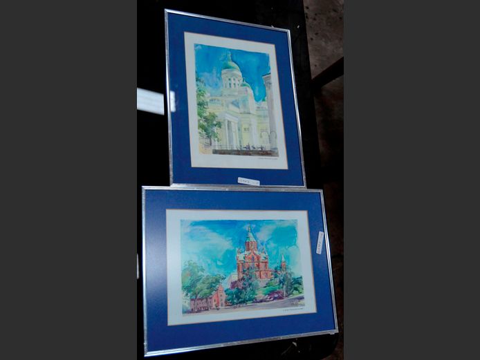 PAIR ALUMINIUM FRAMED PRINTS, 29 x 20cm & 20 x 29cm