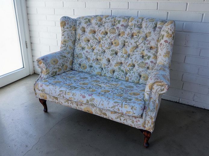 Vintage Tufted Wingback Two-Seater Settee