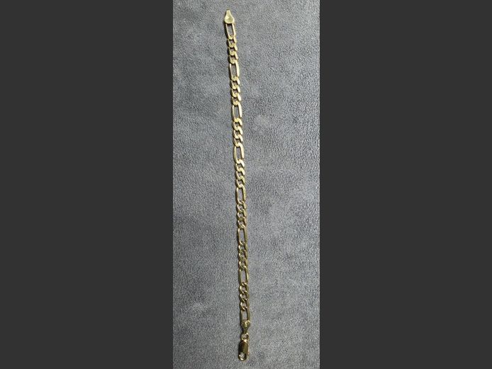 9CT FIGARO YG 21CM WRIST CHAIN 8.4g
