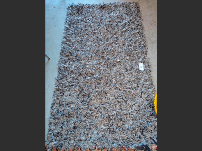 GREY & BLACK SHAGGY RUG, 145 x 80cm