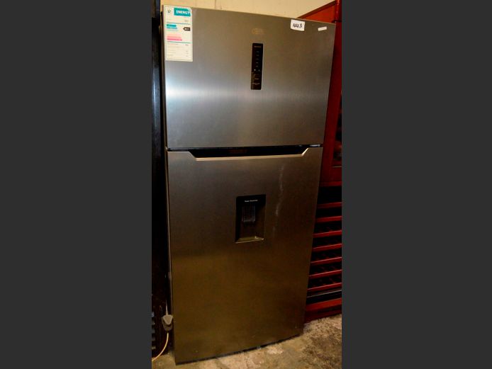 DEFY METALLIC FINISH FRIDGE FREEZER WITH WATER DISPENSER [Faulty] [#: 427691535]