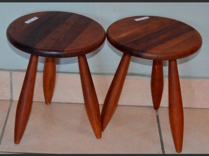 PAIR BLACKWOOD SIDE TABLES, 24cm Diameter x 30cm High
