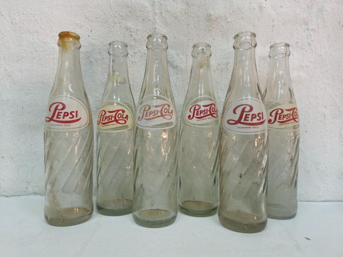 Vintage Pepsi-Cola Swirl Glass Bottles