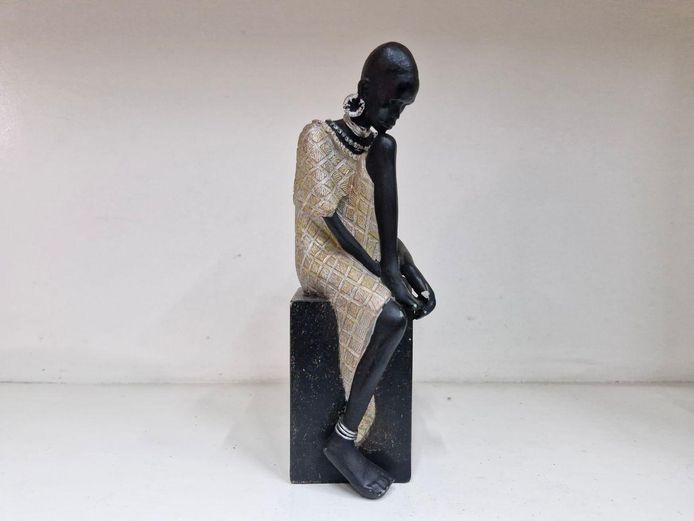 Contemporary African-Inspired Wooden Sculpture