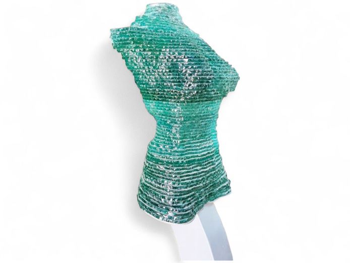 Life-Size Stacked Translucent Green Glass Sculpture