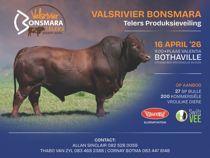 VALSRIVIER BONSMARAS TELERS PRODUKSIEVEILING