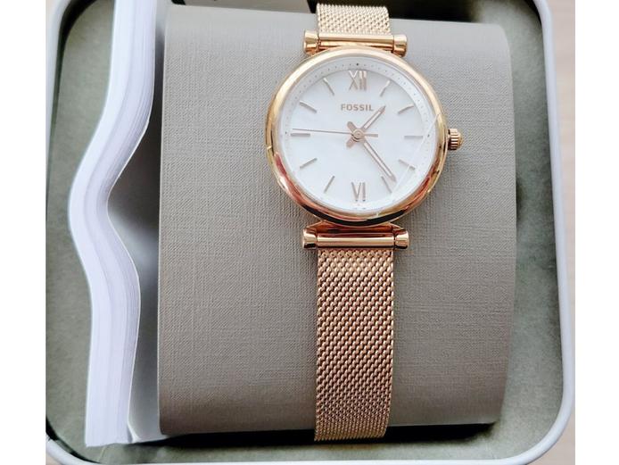 FOSSIL CARLIE MINI ROSE GOLD-TONE STAINLESS STEEL WATCH MODEL: ES4433