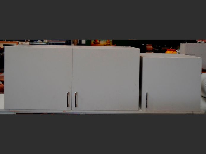 LOT: WHITE 2-DOOR, 116 x 60 x 54cm, & SINGLE DOOR WALL MOUNT CABINETS, 51 x 60 x 47cm