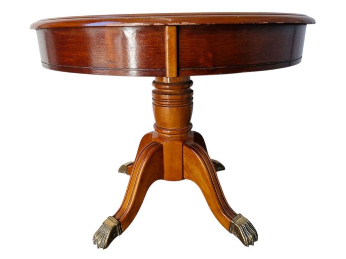 Gordon Fraser Walnut Drum Table with Brass Feet