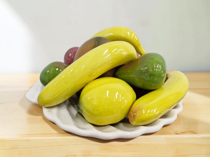 Vintage Italian-Style Majolica Ceramic Fruit Centerpiece