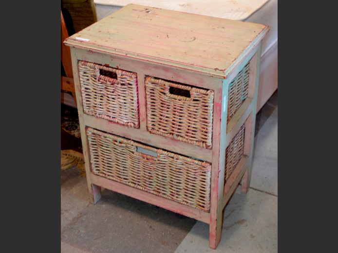 WOOD & WICKER 2-OVER-1 DRAWER PEDESTAL, 50 x 36 x 62cm [#: 403466913]