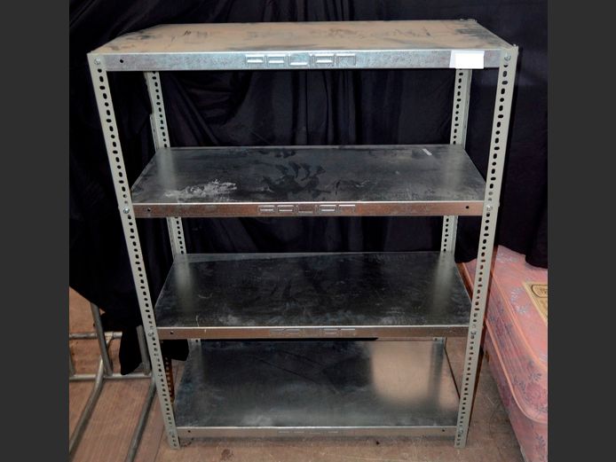 GALVANISED STEEL 4-TIER SHELF, 93 x 62 x 153cm