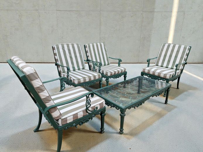 Cast Aluminum Patio Lounge Set with Table