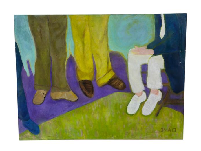 "The Triptych of Lower Registers: A Figural Composition" on Framed Canvas