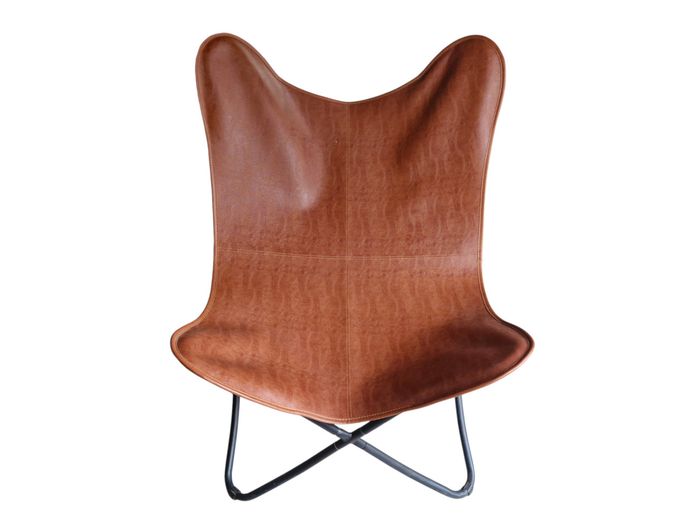 Brown Faux Leather Hardoy Butterfly Style Chair
