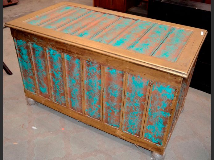 TEAK PAINT TECHNIQUE KIST, 95 x 51 x 56cm