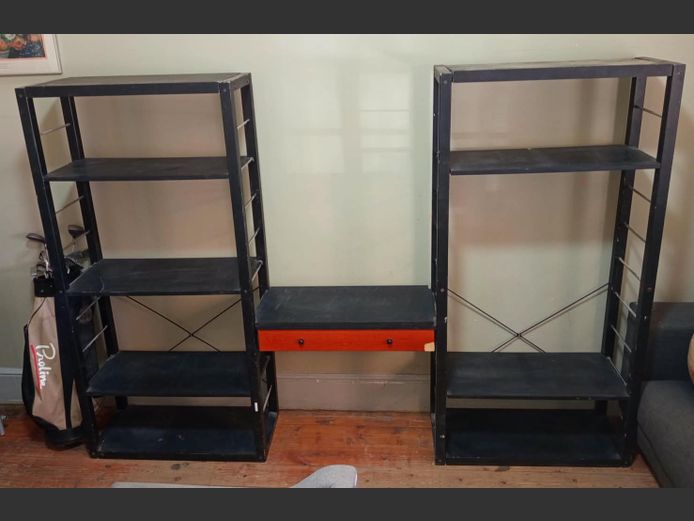 WOODEN & METAL 2-DRAWER ENTERTAINMENT UNIT, 260 x 38 x 182cm
