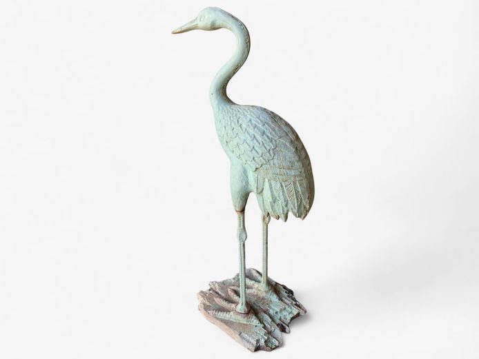 Large Cast Metal Heron Bird Garden Sculpture