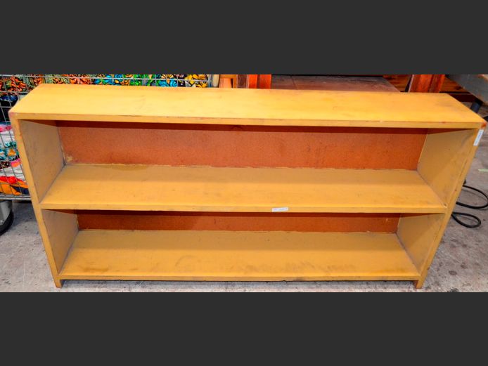 YELLOW PAINTED 2-TIER BOOKSHELF, 121 x 22 x 61cm