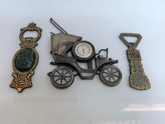 Israel Souvenir Brass Bottle Openers & Antique Style Car Thermometer