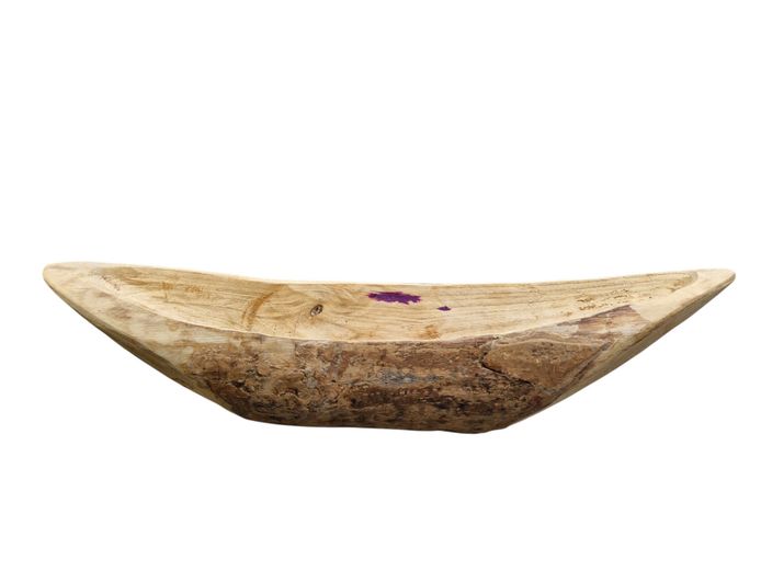 Hand Carved Natural Edge Wood Canoe Bowl