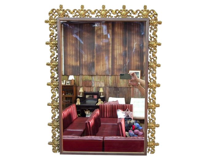 Vintage Baroque Style Ornate Brass Mirror