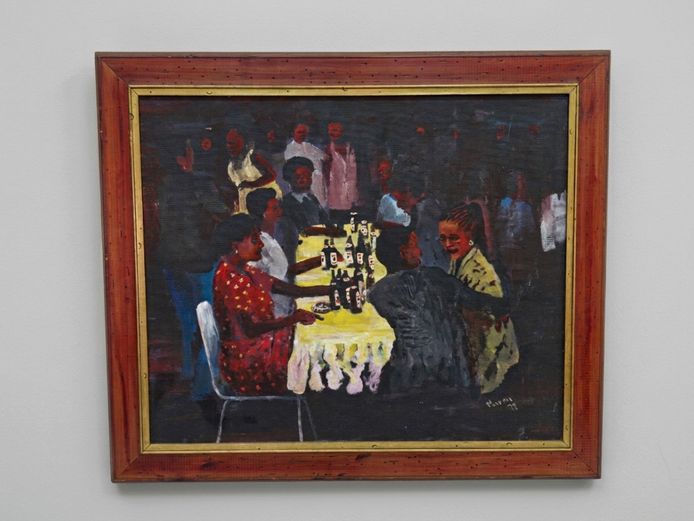 Mandla Manana (South African, b. 1963), More Women at Shebeens. Please, no-more Kitchen Work., 1999
